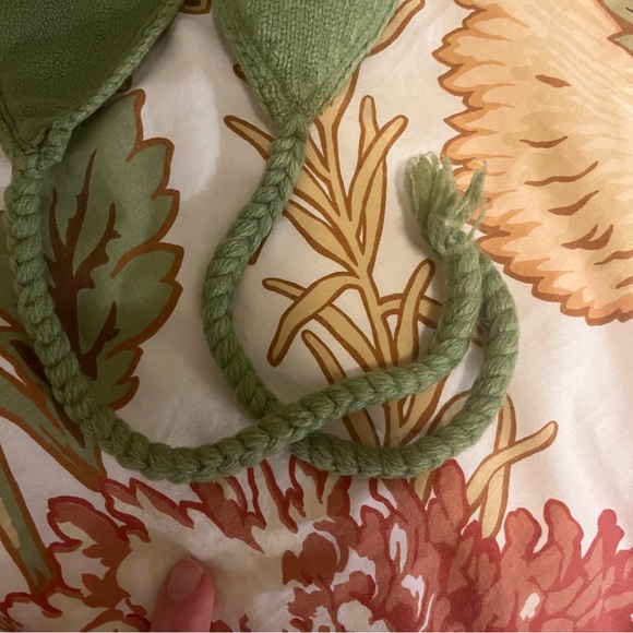 Y2K GAP wool hat and scarf set green pom pom size M/L - Picture 4 of 8